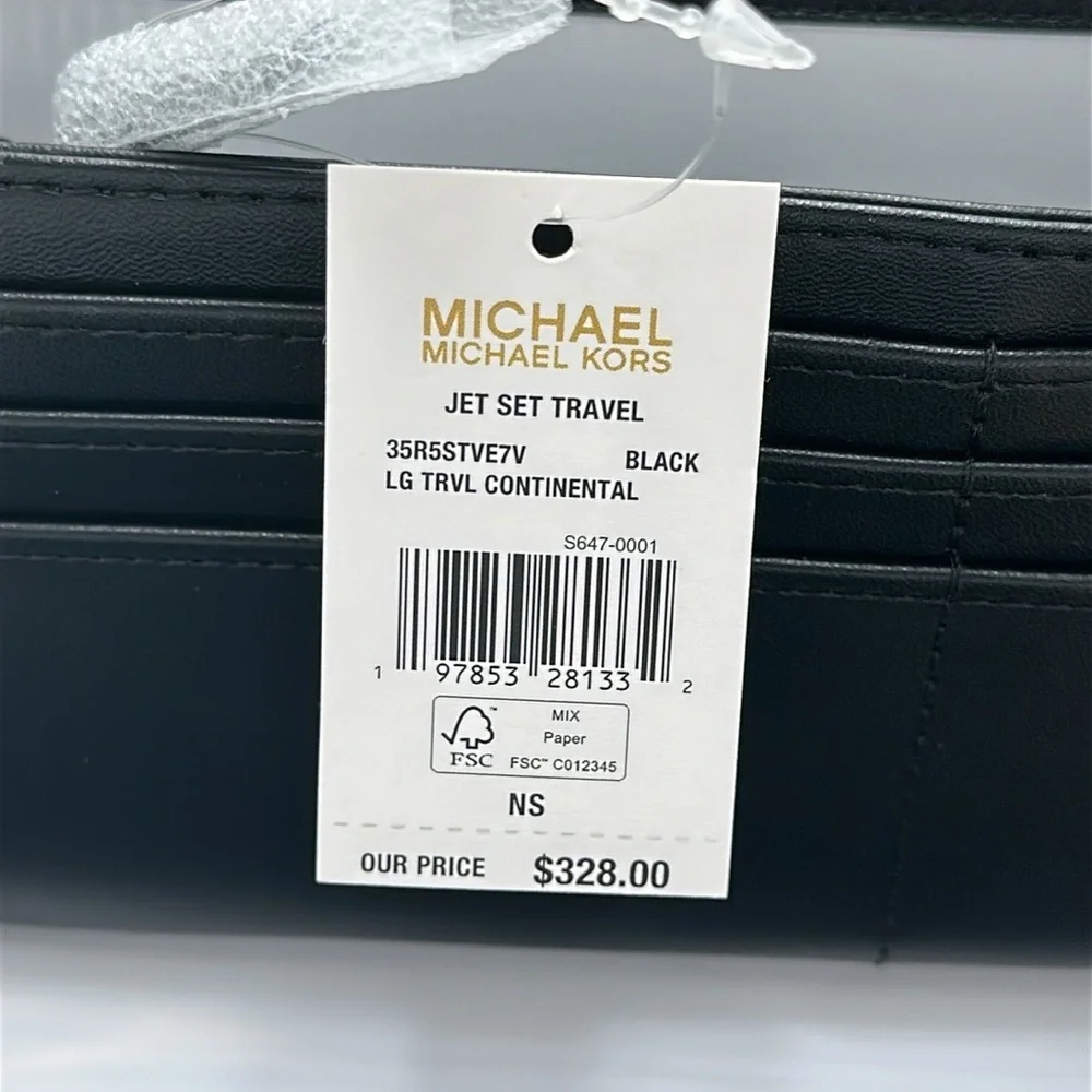 MICHAEL KORS Continental Wristlet Phone Case Wallet Black  NWT